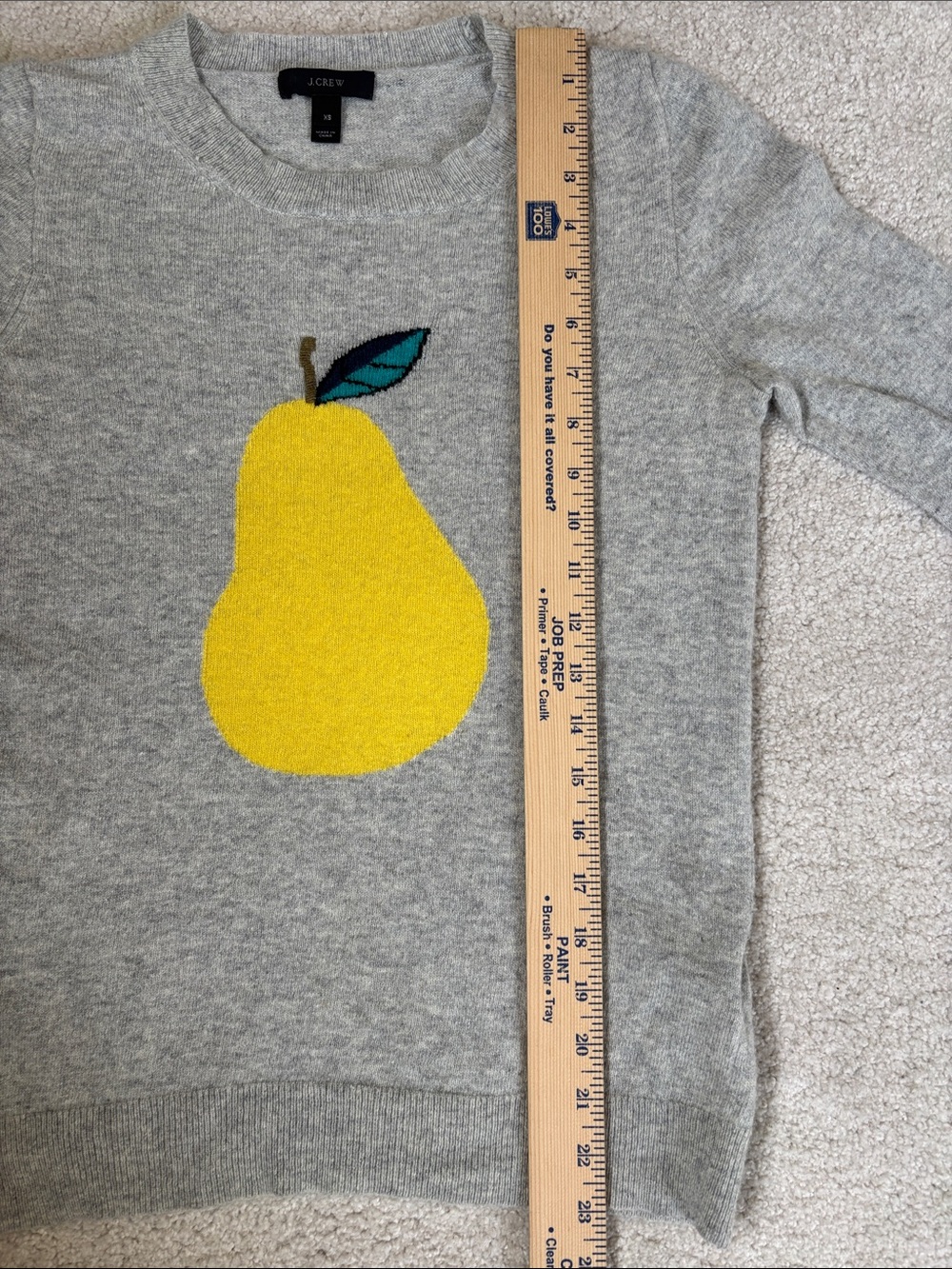 J crew Wool Rabbit Hair Blend Pear Gray Crewneck Sweater Embroidered Women’s XS - Picture 7 of 11